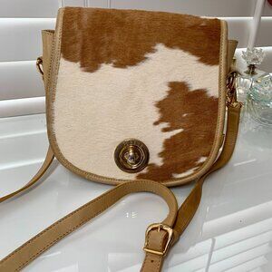 Vintage French Covina USA Cowhide Crossbody Bag- Hair on Hide Western Style